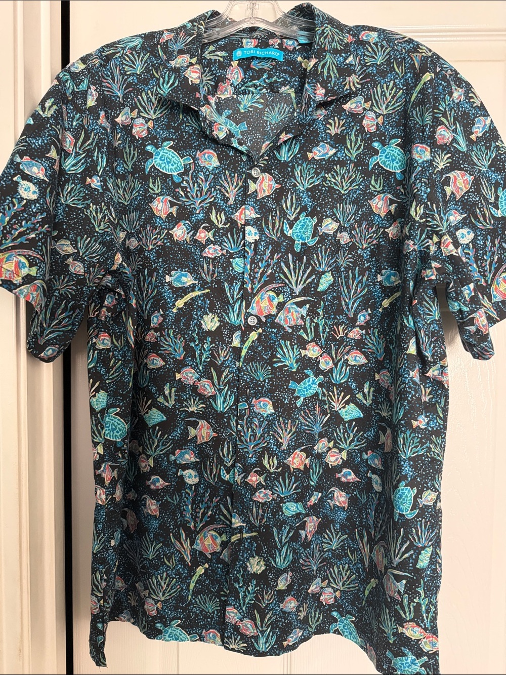 Tori Richard  Black Tropical Sea Life Button-Down Shirt